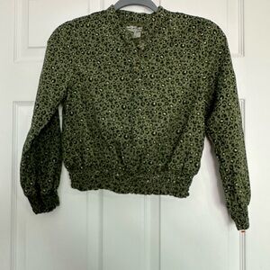 Cat & Jack Girls' Leopard Print Long Sleeve Smocked Top